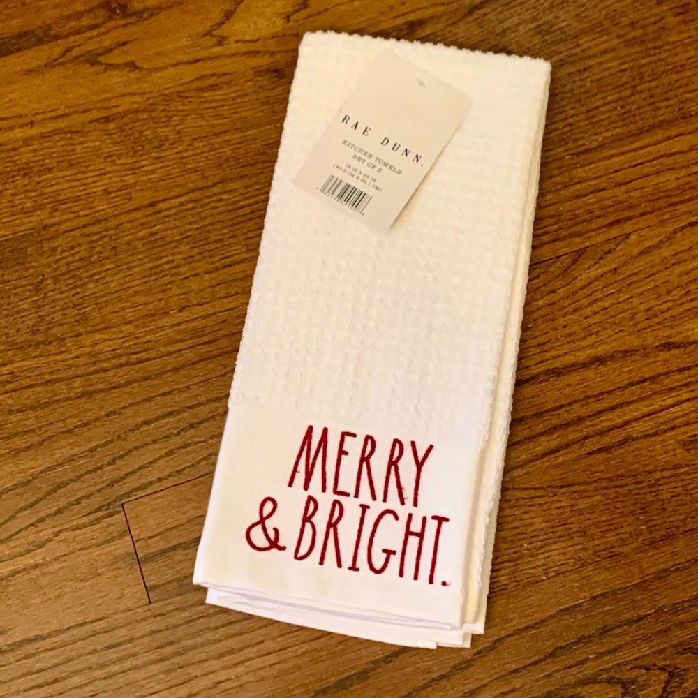 Rae Dunn MERRY&BRIGHT/BELIEVE Kitchen Towels - Picture 3 of 5
